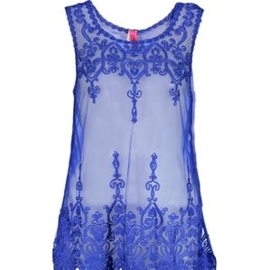 Royal Blue Sheer Lace Tank